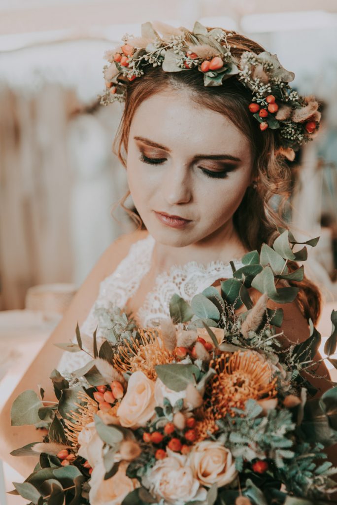 Farbkonzept eines Brautstrauß mit Orange & Gelb